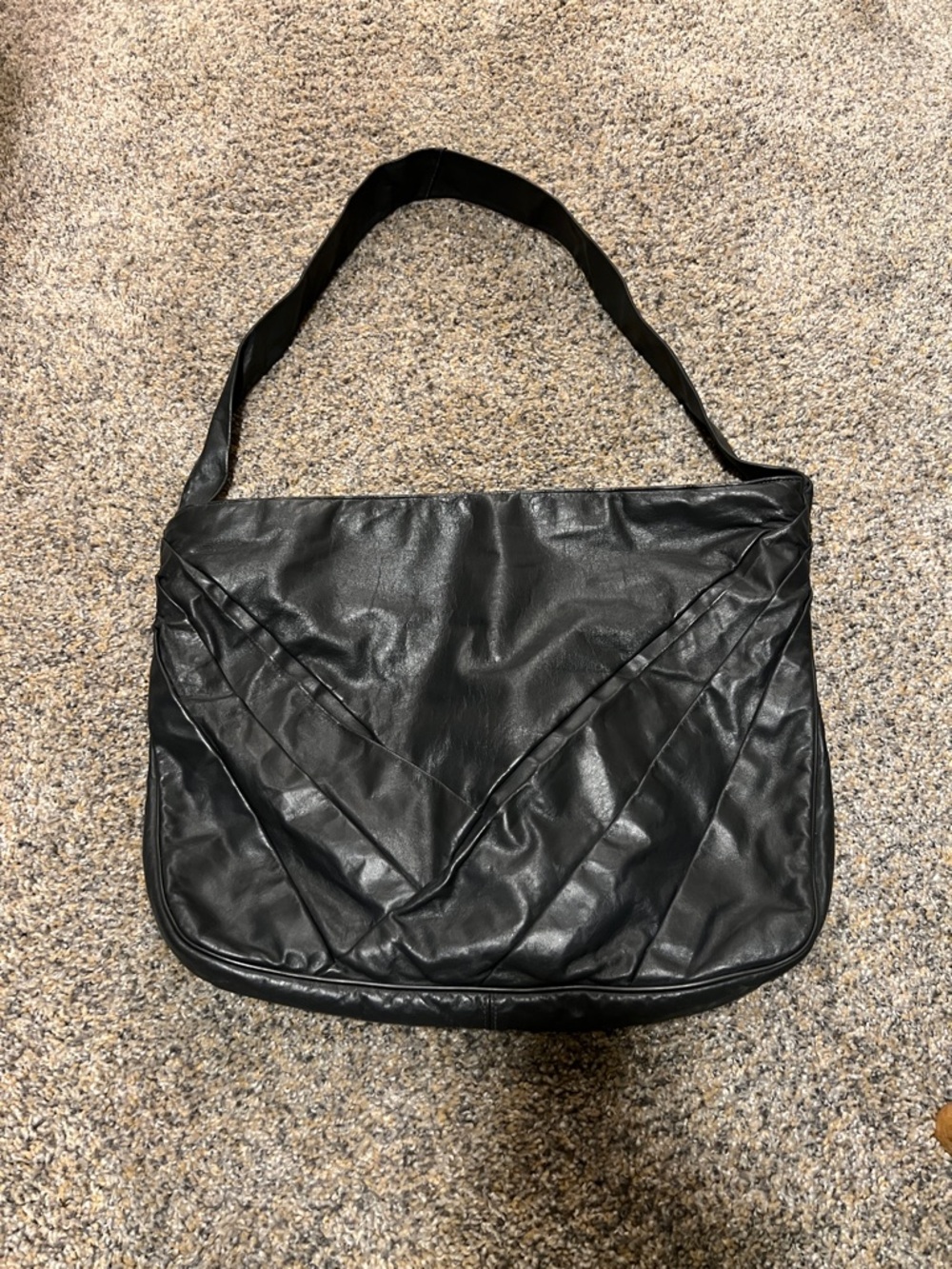VTG Margolin Charcoal Gray Leather Laptop Tote Shoulder Bag Folded Pleat Detail - Picture 15 of 15